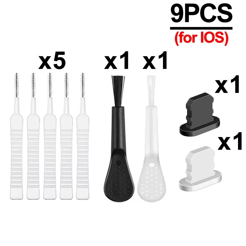 Cell Phone Charging Port Dust Plug with Cleaning Brush for Iphone 17 16 14 13 Pro Max plus Samsung Xiaomi IOS Type C Cleaner Set