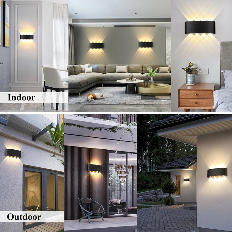 Aluminium LED Wall Lamp up and down Waterproof IP65 Interior Wall Light for Bedroom Living Room Corridor Indoor Outdoor Lightin